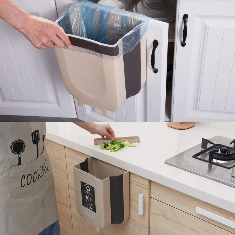 Big size Hanging Trash Can Kitchen Cabinet Door Collapsible Dust Bin, Hanging Trash Holder Dustbin