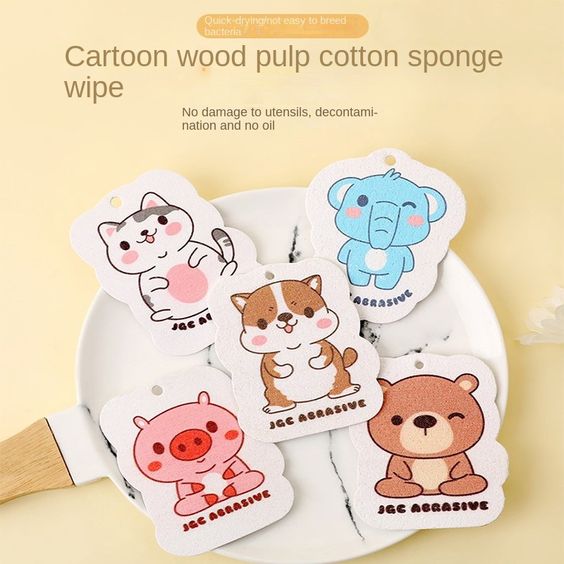 3 pcs Wood Pulp Cotton Sponge Wipe