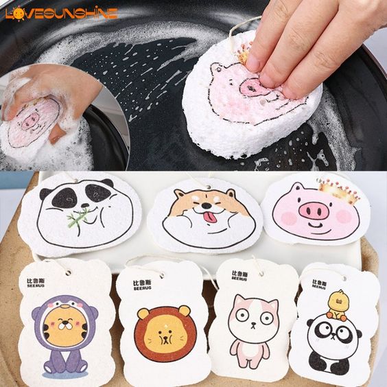 3 pcs Wood Pulp Cotton Sponge Wipe