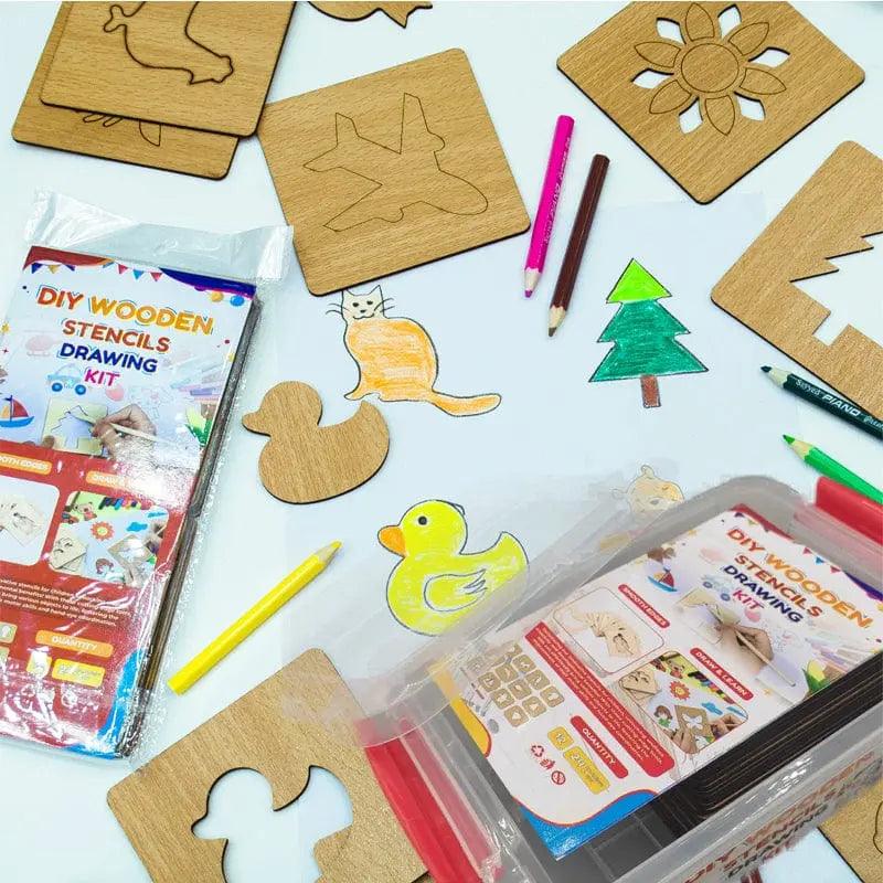 kids wooden stencils drawing kit Available in 44 & 88 Pcs