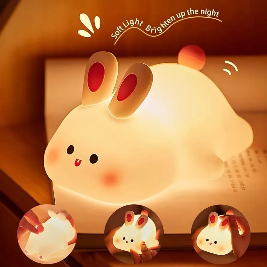 USB Rechargeable Cute Rabbit Silicon LED Lamp Light